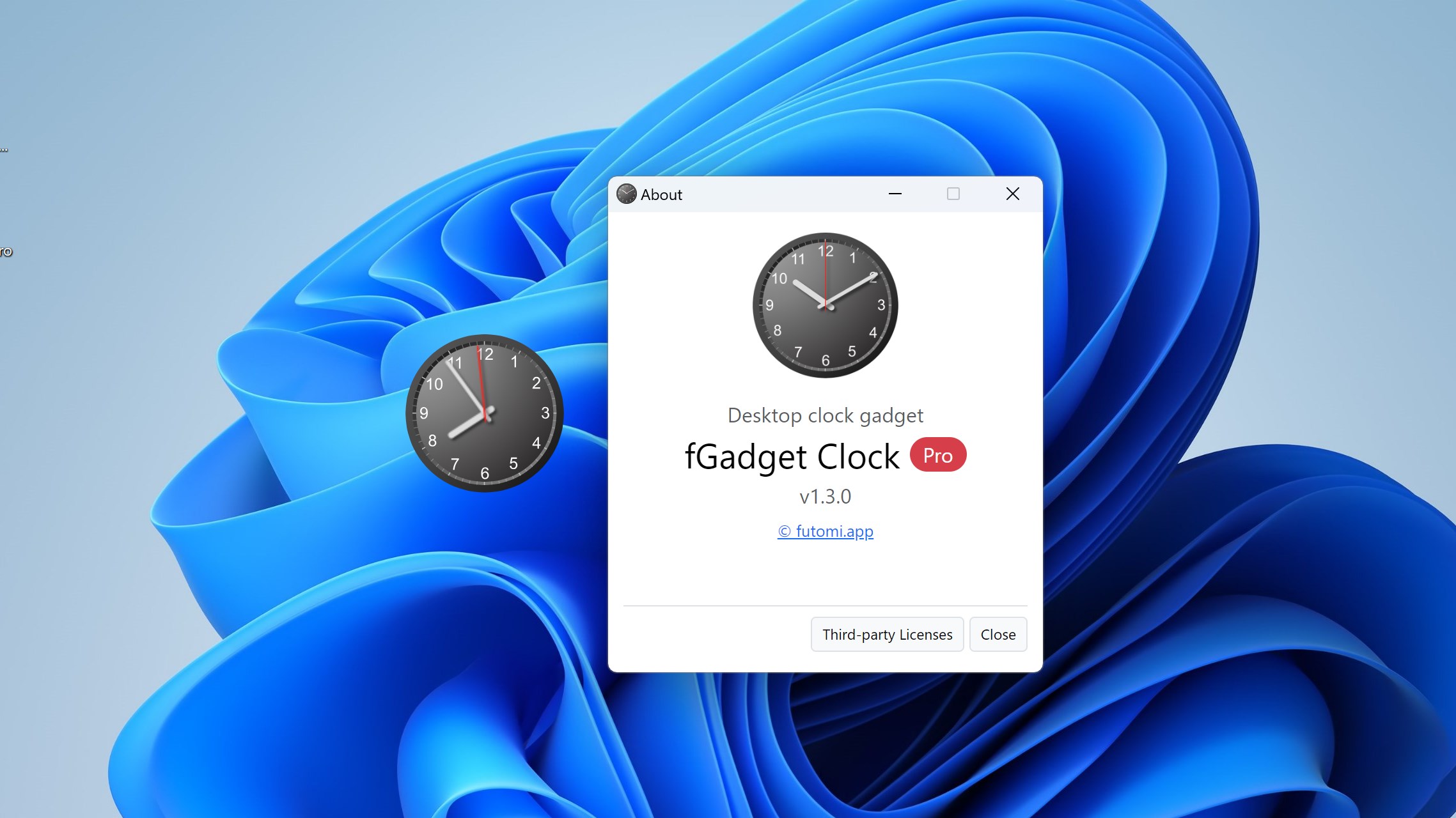 fGadget Clock Settings & Timezone