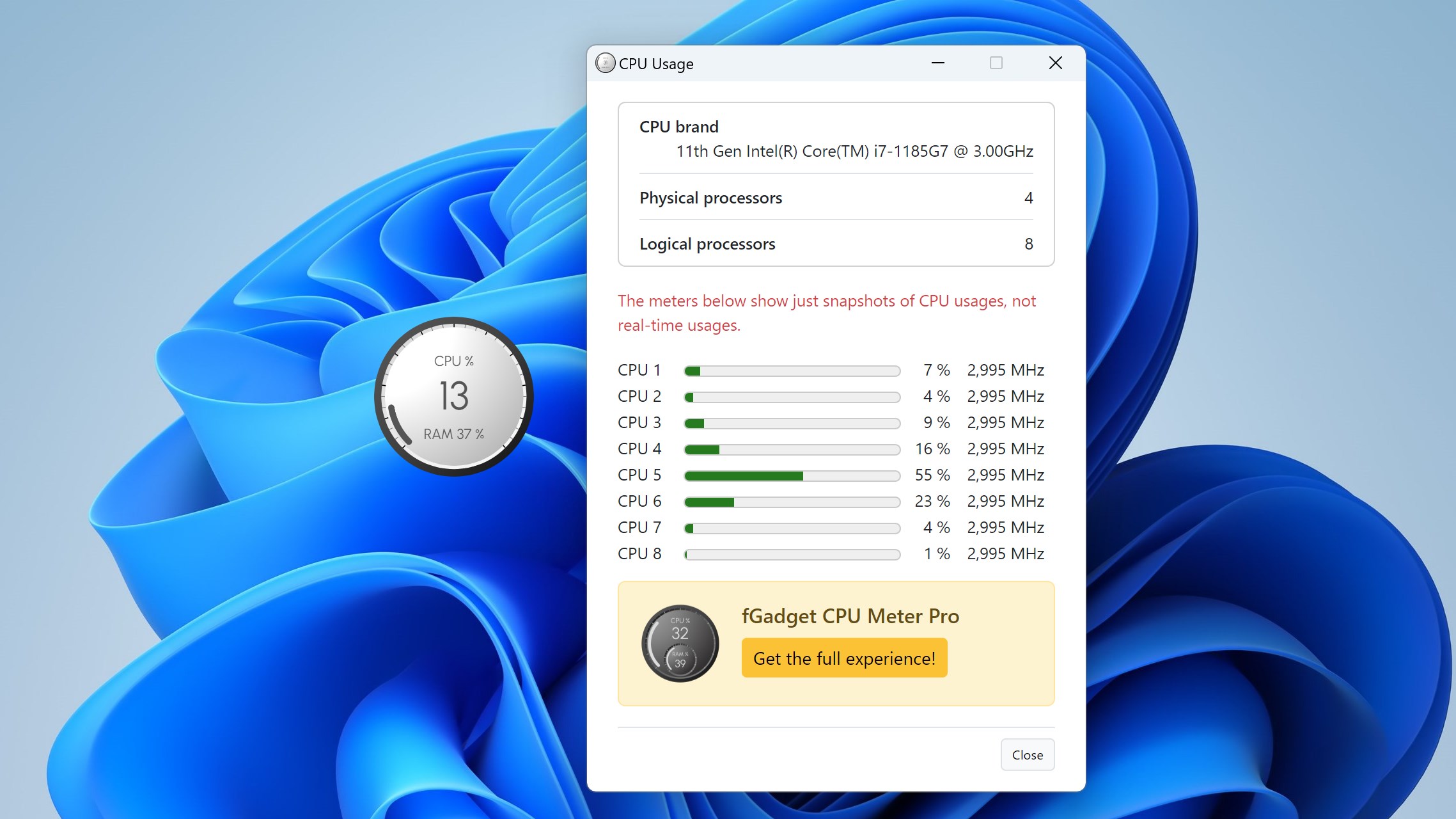 fGadget CPU Meter Lite Screenshot 3