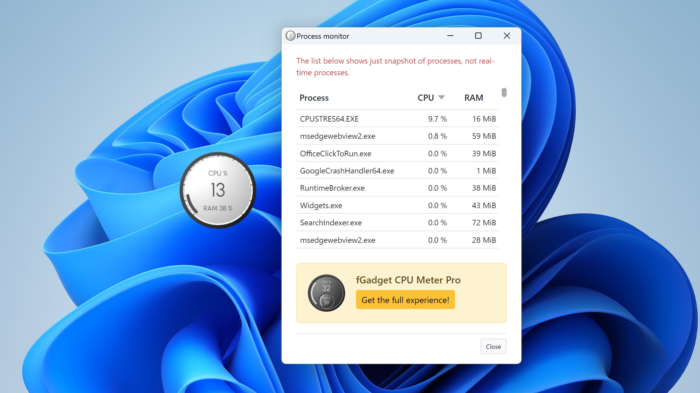 fGadget CPU Meter Lite Screenshot 4