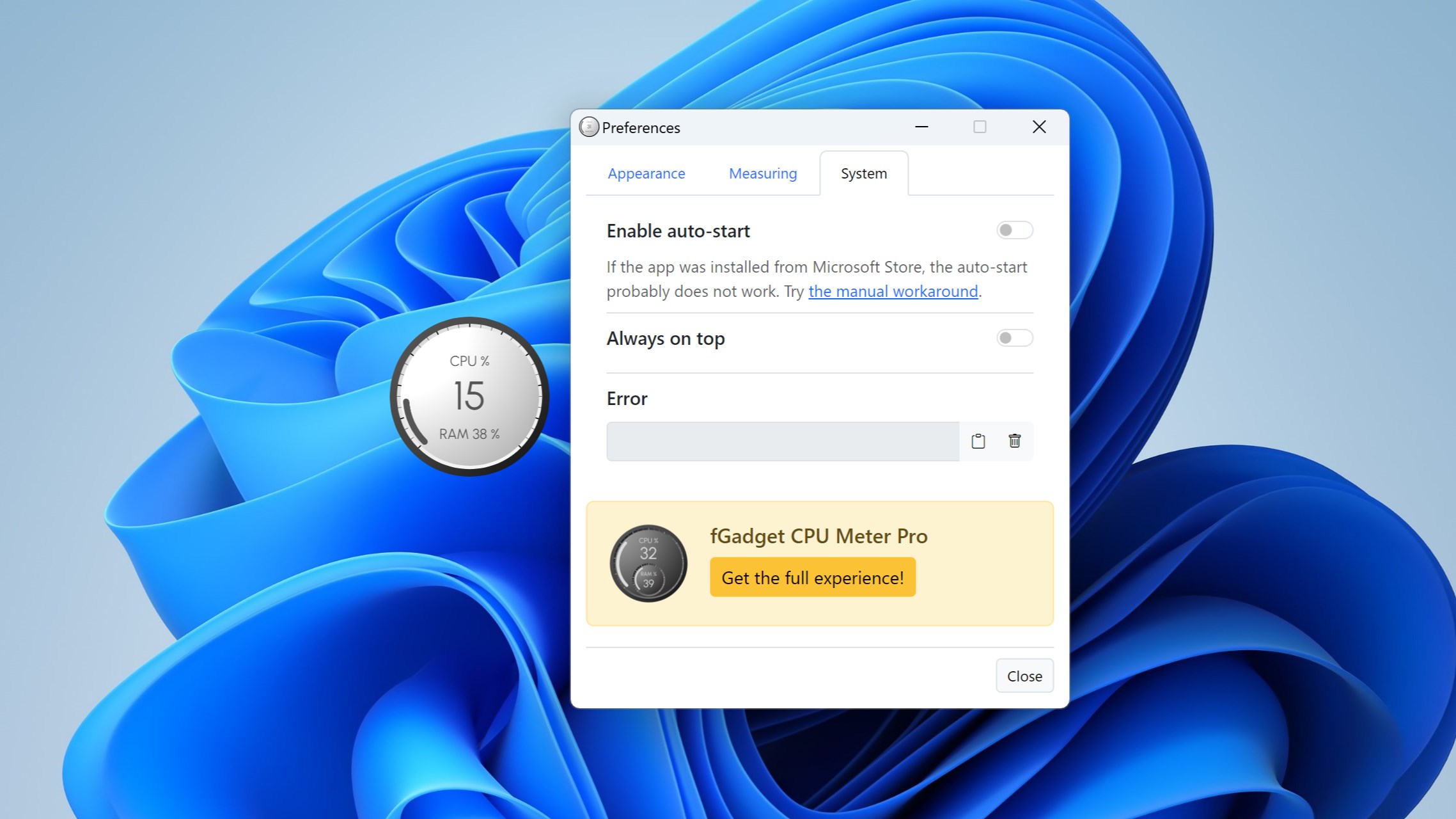 fGadget CPU Meter Lite Screenshot 7