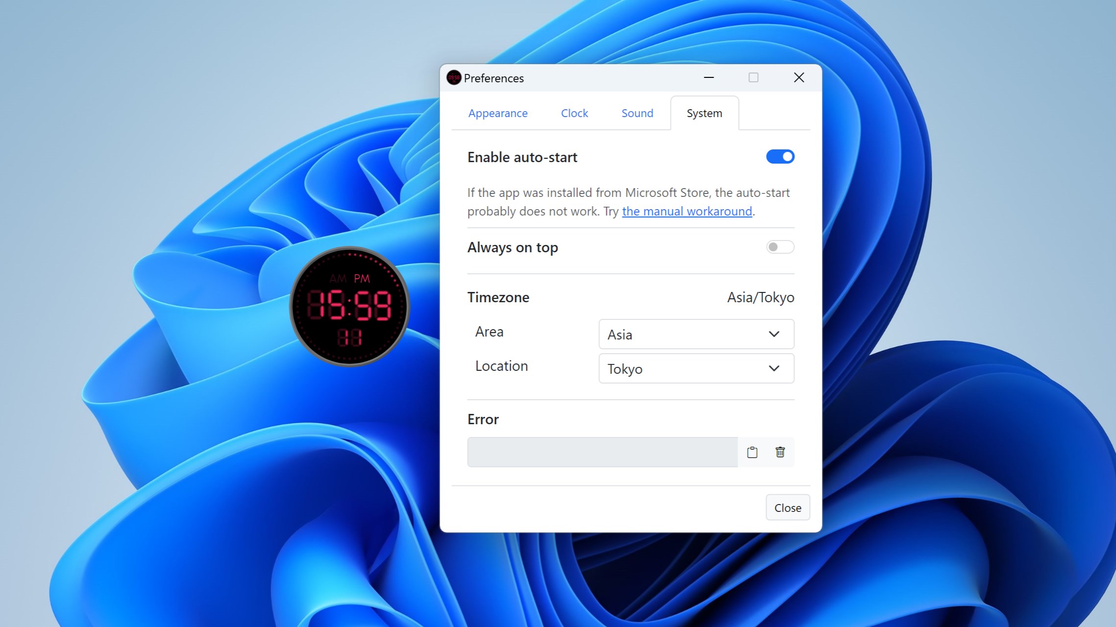 fGadget Digital Clock Settings & Timezone