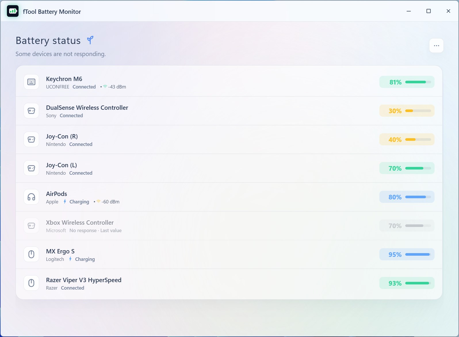 List view in light theme