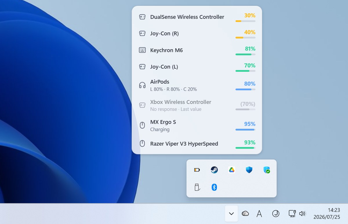 System tray flyout in light theme